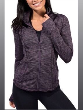 *90 DEGREE BY REFLEX* Heathered Purple x Black Zip-Up Athletic Jacket Size Large
